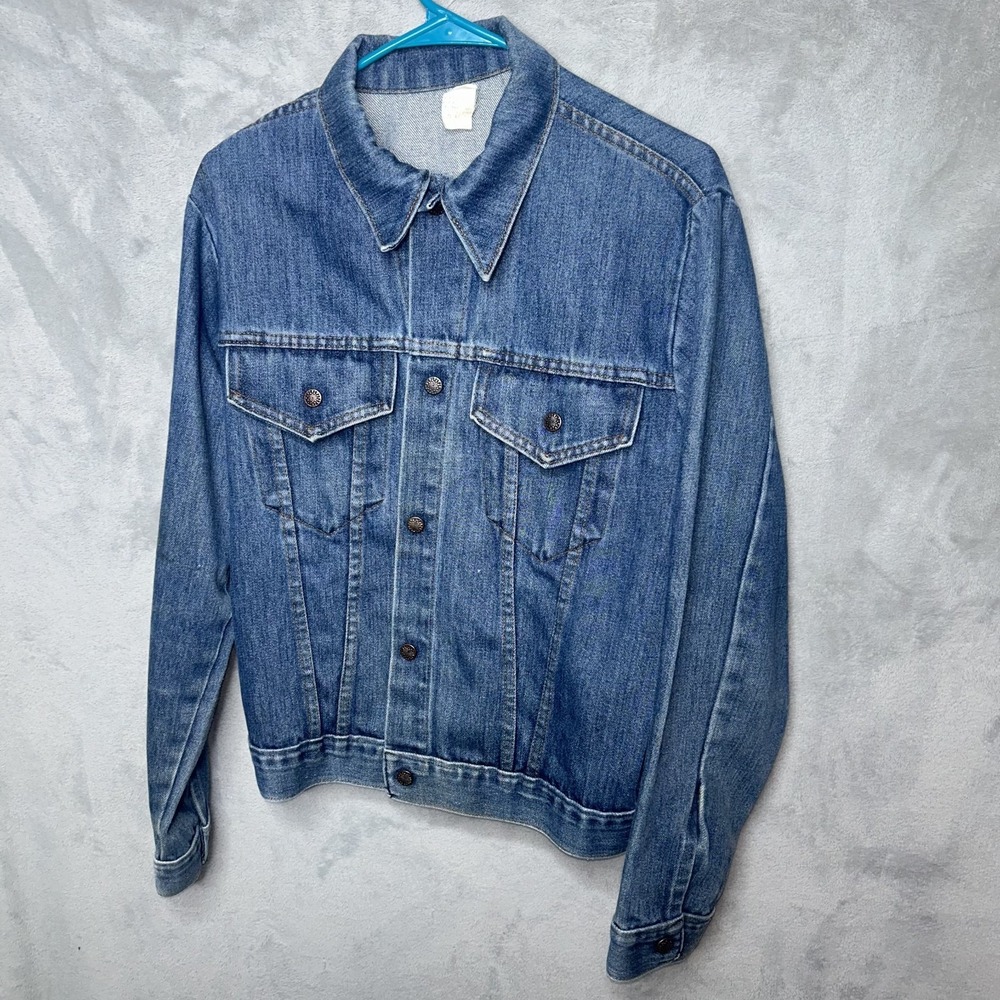 VTG JCPenny Made In USA Blue Denim Cropped Jean Jacket Men's Size 40